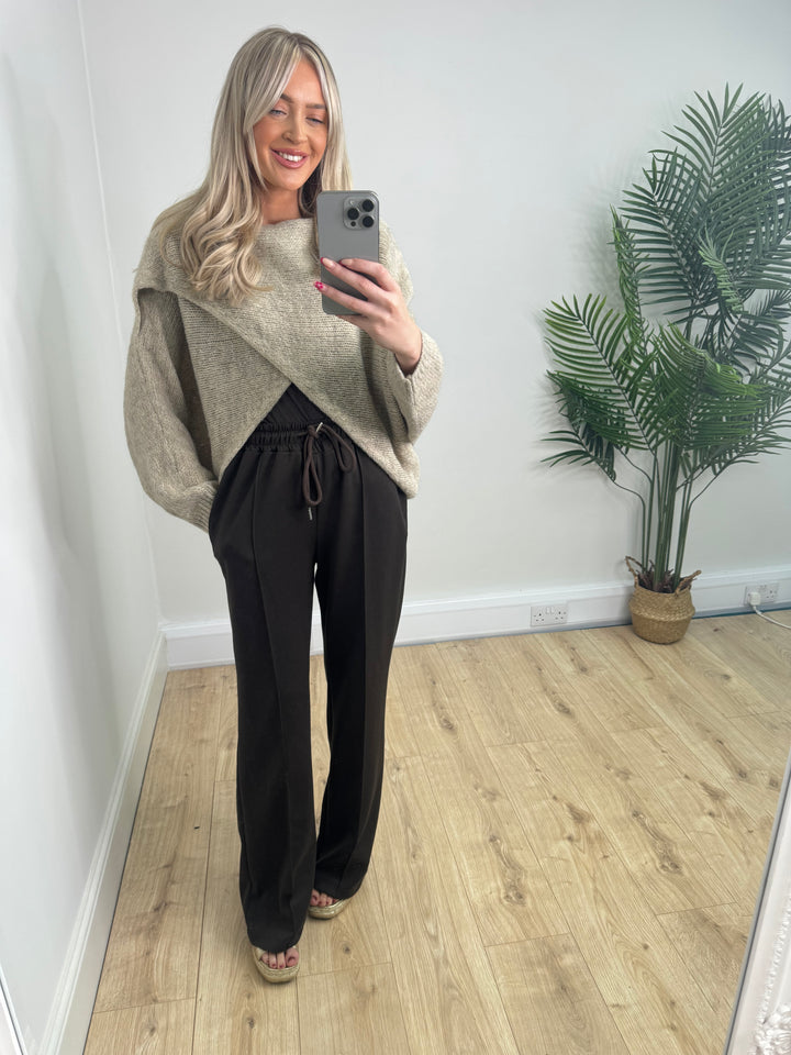 Ava Cross Over Knit - Beige