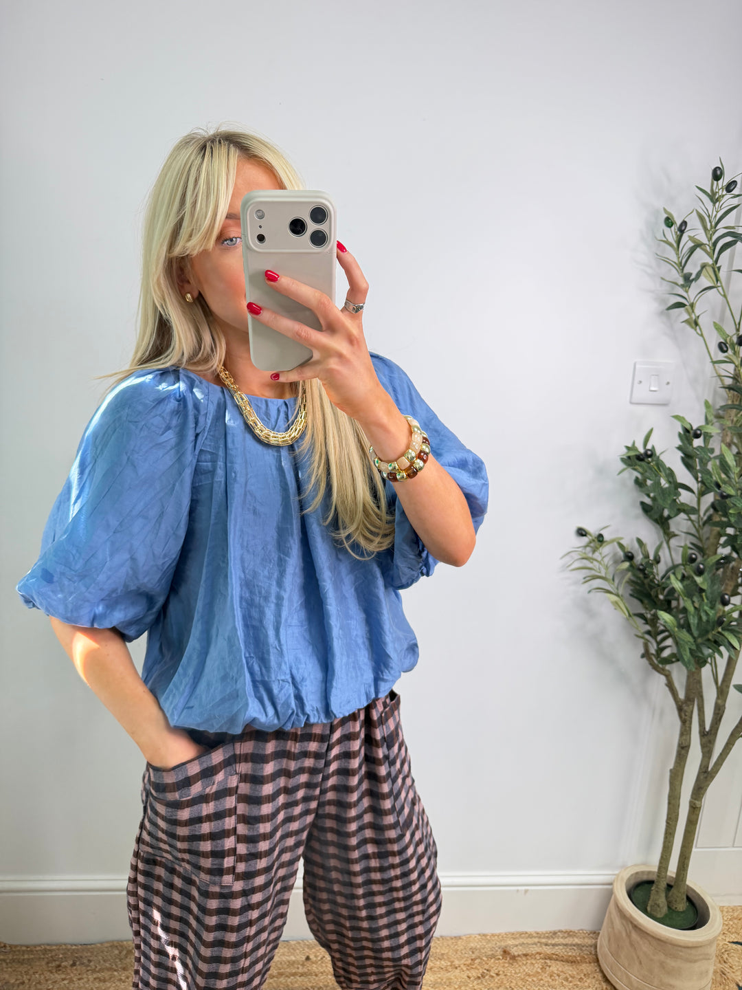 Tiffany Bubble Top - Denim Blue