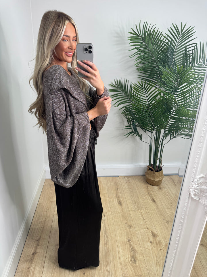 Lurex Cross Top - Pewter