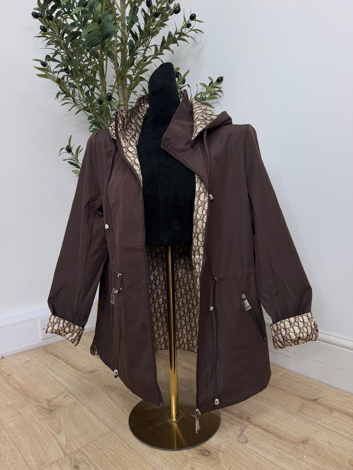Reversible Inspired Rain Mac - Chocolate