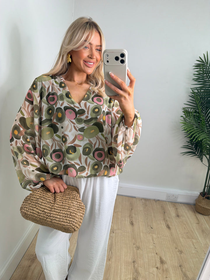 Louisa Bubble Top - Khaki