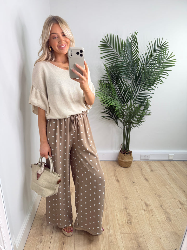 Polka Dot Trousers - Mocha