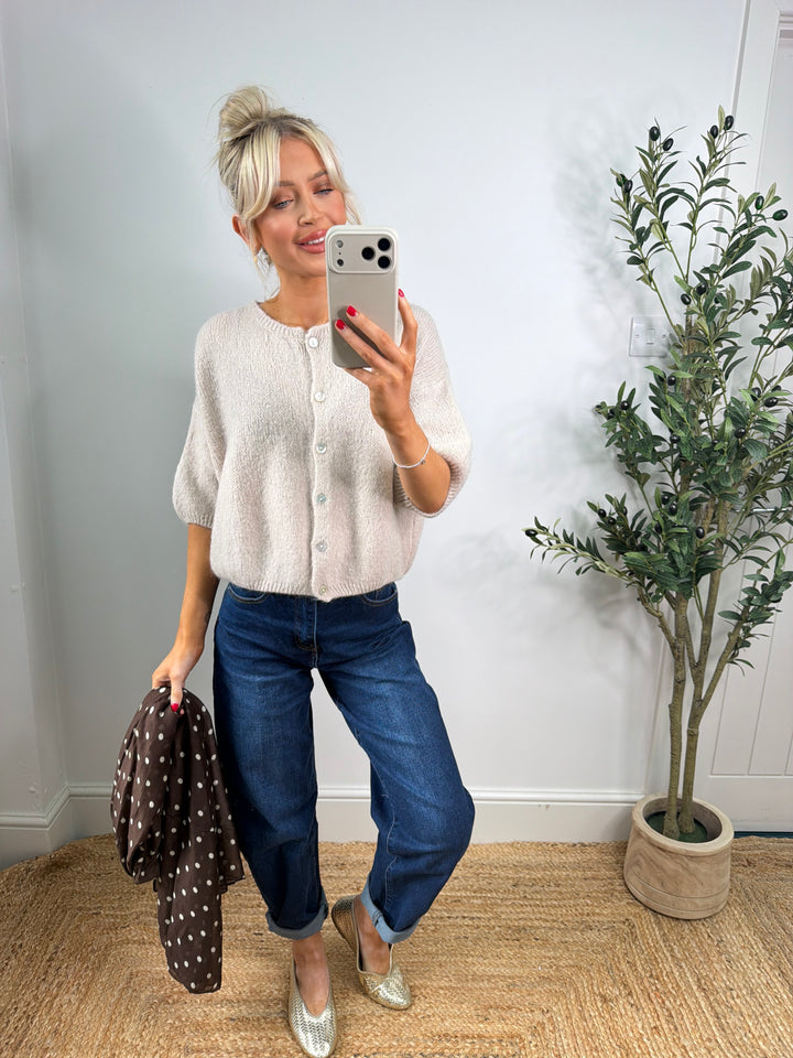 Kassia Cardigan - Cream Short Sleeve