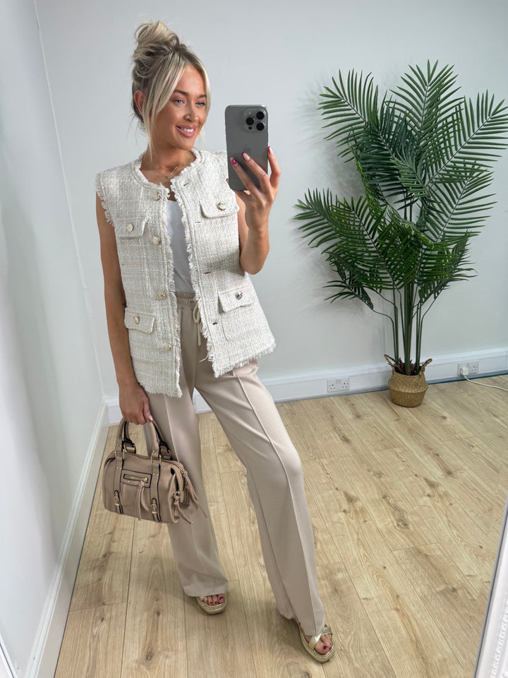 Tweed Waistcoat - Cream