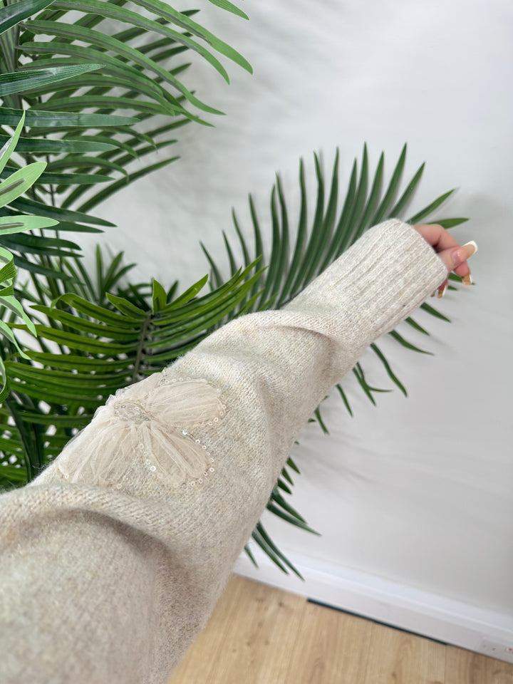 Sophie Flower Knit - Beige