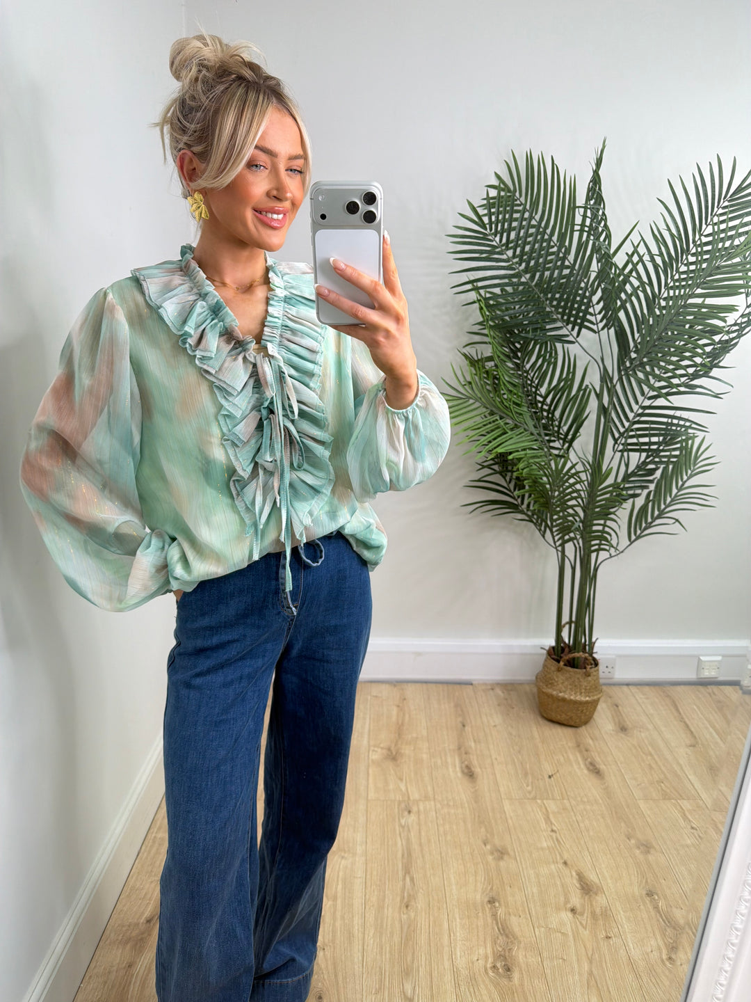 Codie Ruffle Blouse - Green