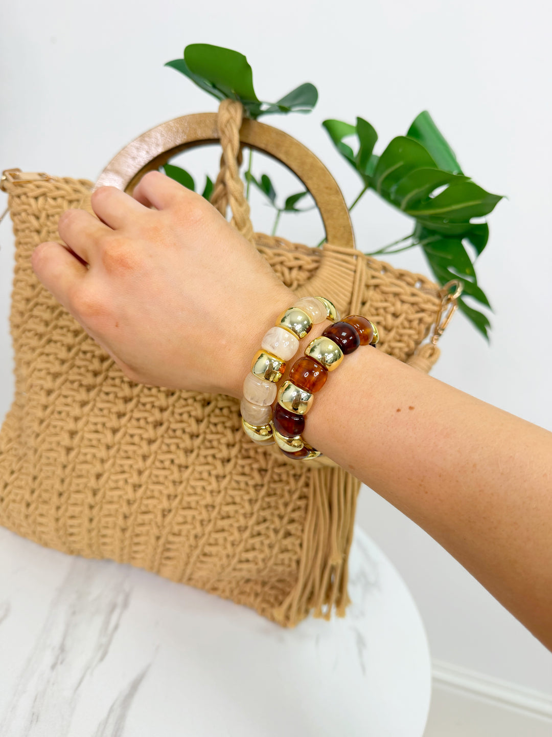 Beaded Bracelets - Beige or Brown