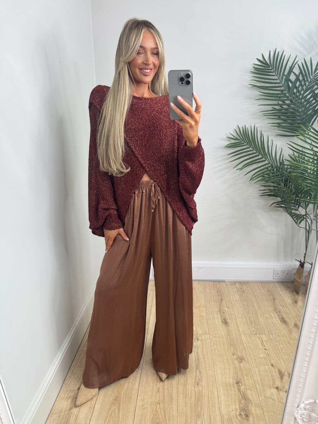 Lurex Cross Top -  Deep Red