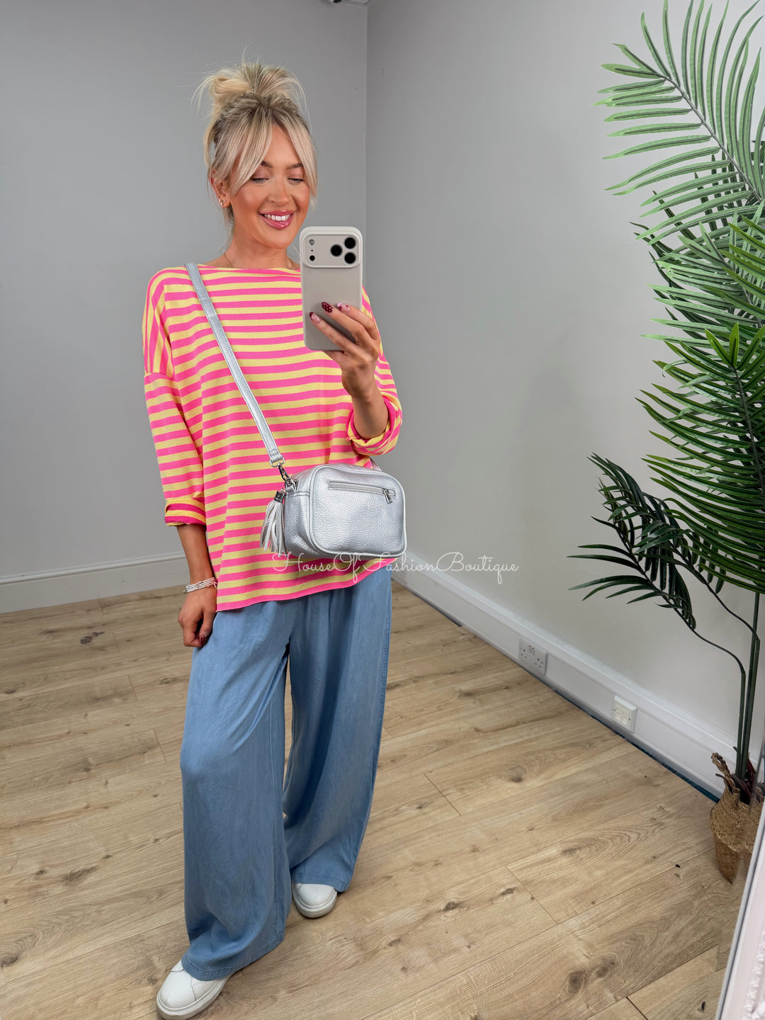 Eliana Stripe Sweatshirt - Pink & Yellow