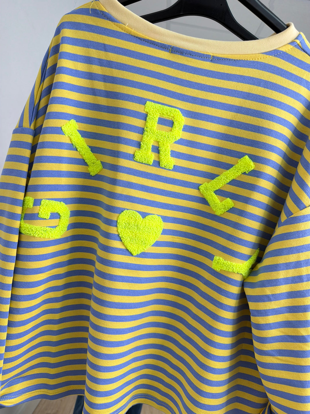 Girly Slogan Sweatshirt - Lemon & Blue