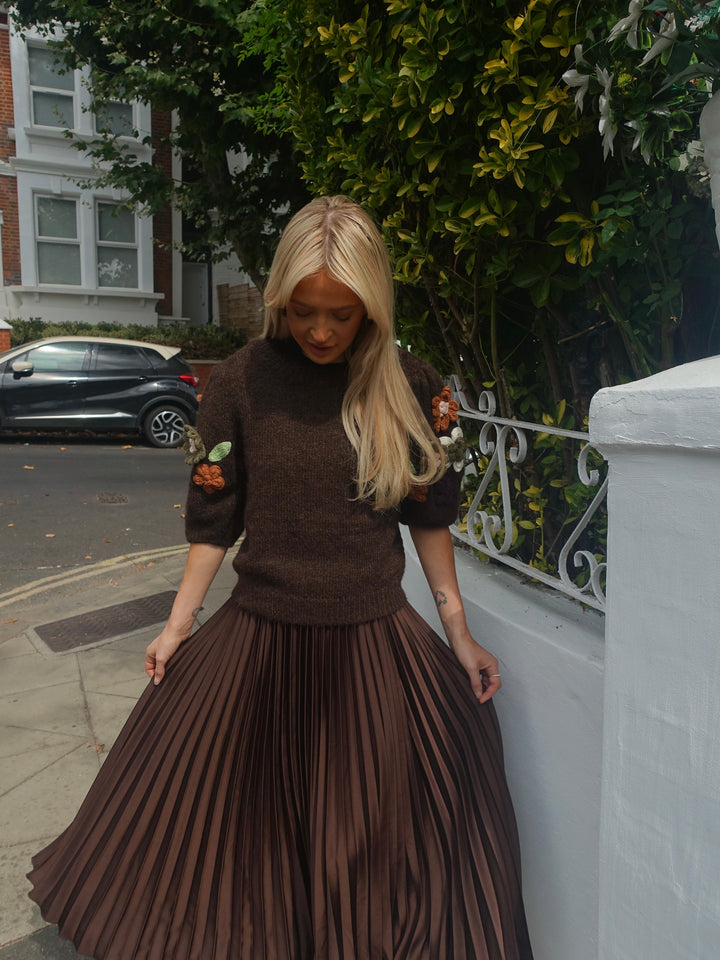 Ebony Floral Knit - Chocolate