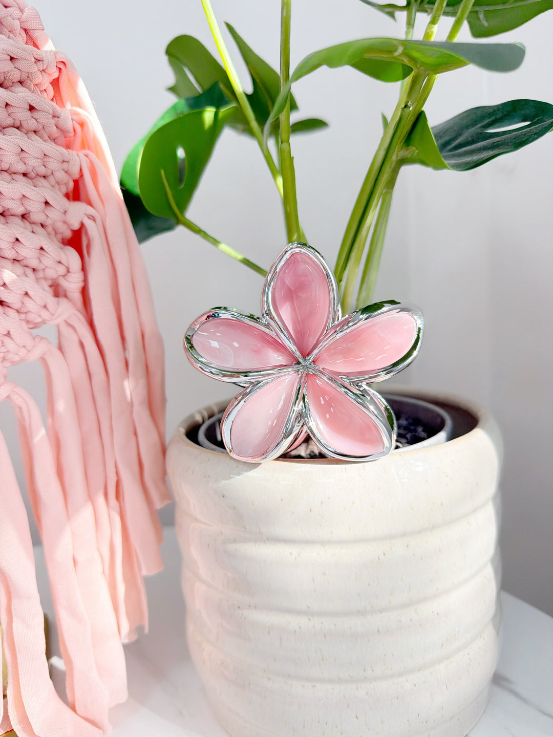 Flower Clip - Pink & Silver