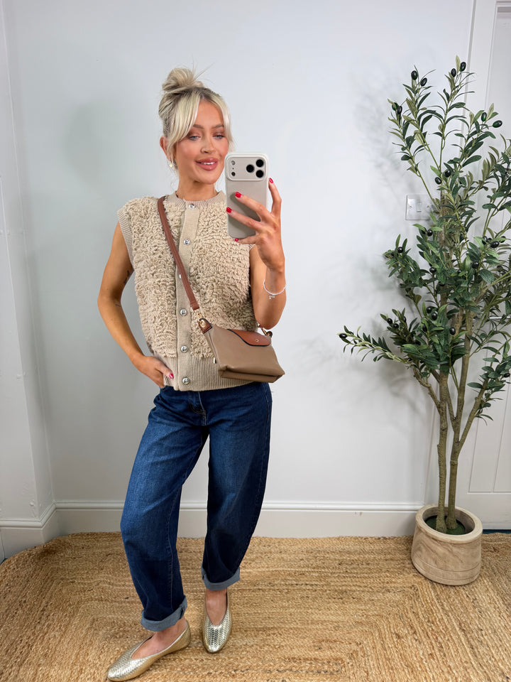 Eloise Knitted Top - Beige