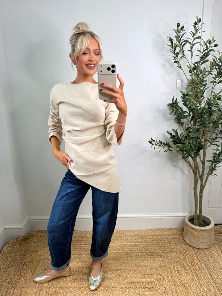 Ophelia Asymmetric Knit Top - Cream