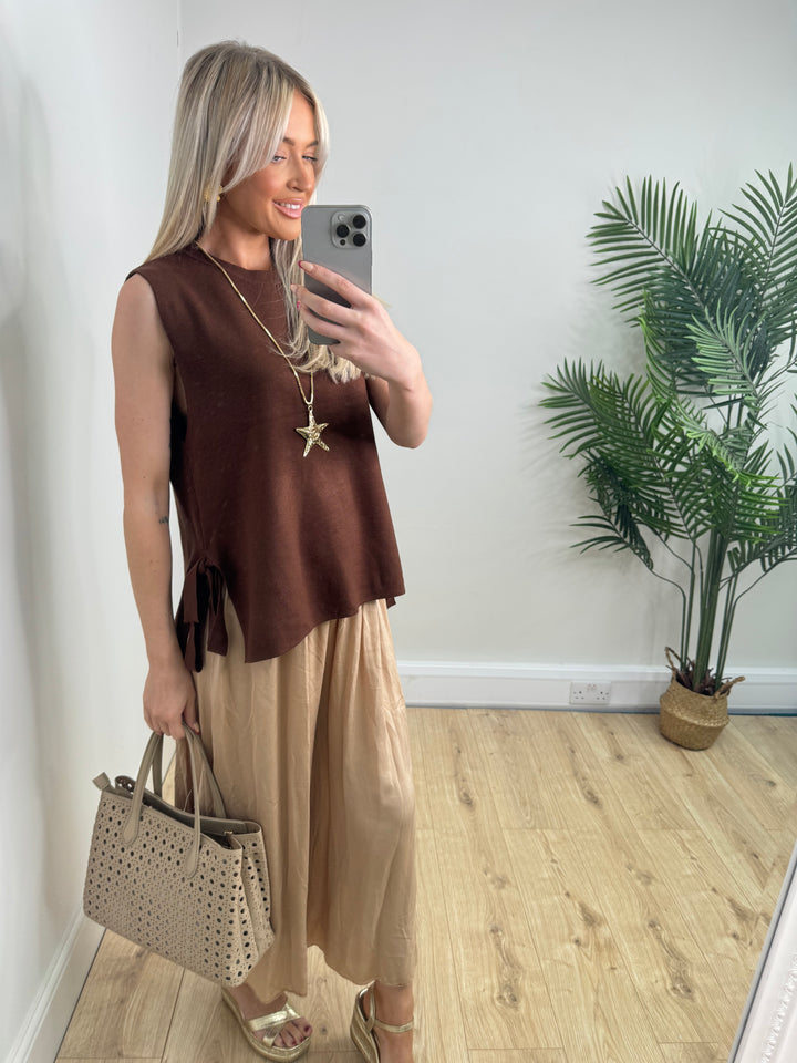 Nadine Tie Top - Chestnut