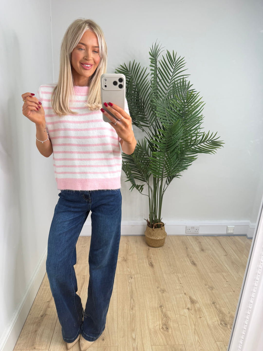 Fern Stripe Knit - Pink Stripe