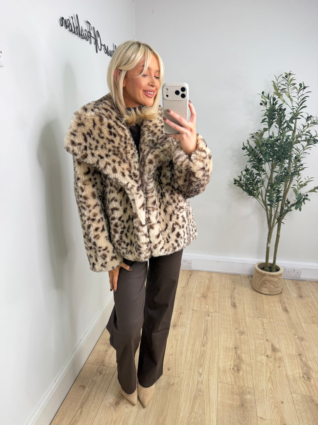 Janie Faux Fur Coat - Bambi
