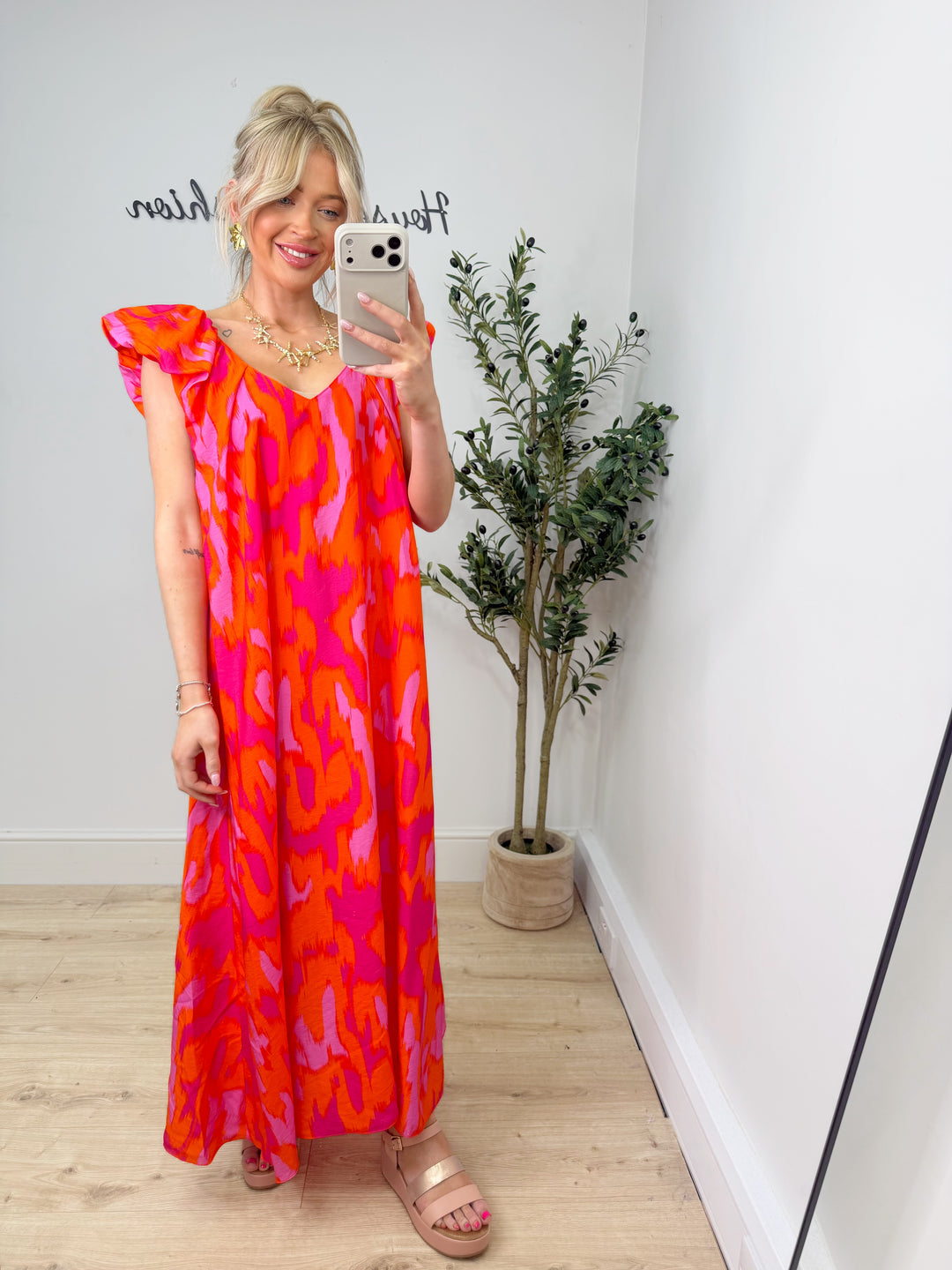 Poppie Sun Dress - Pink & Orange