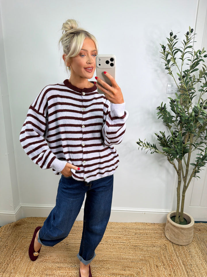 Kassia Cardigan -  Stripe Long Sleeve