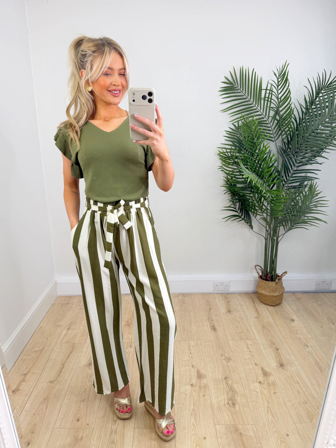 Miso Stripe Trousers - Khaki