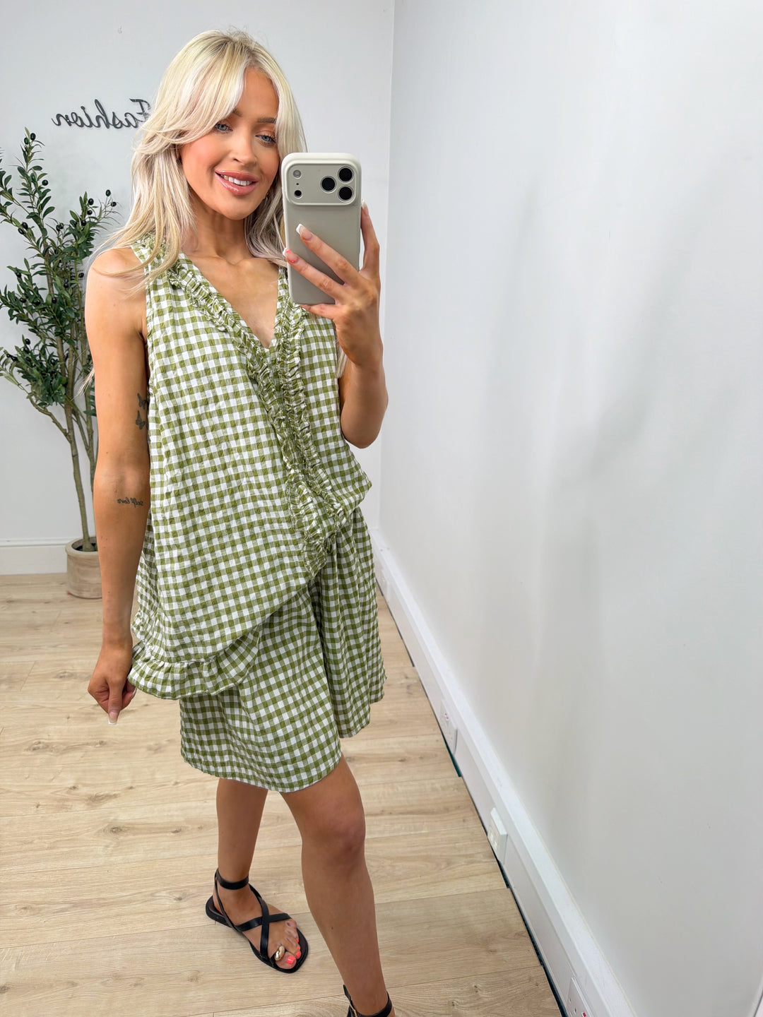 Morocco Gingham Top - Lime