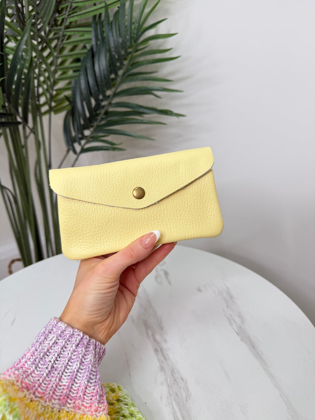Real Leather Purse - Lemon