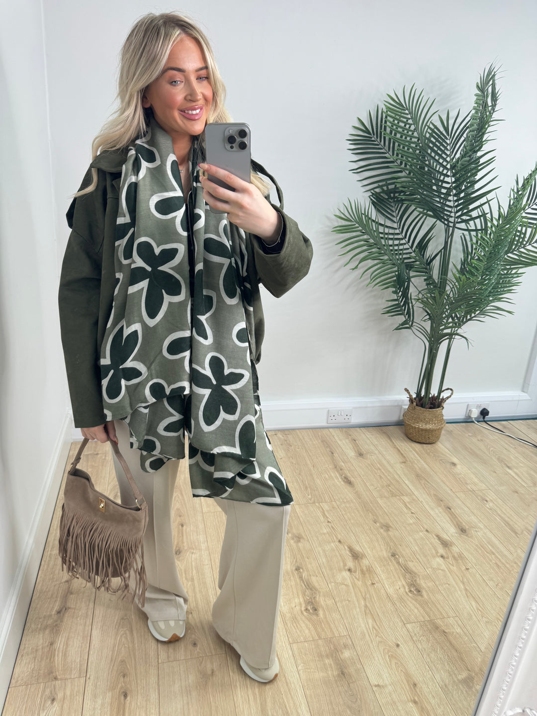 Brianna Suede Bomber - Khaki