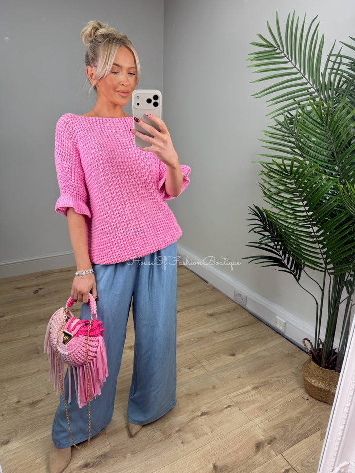 Emerie Frill Top - Candy Pink