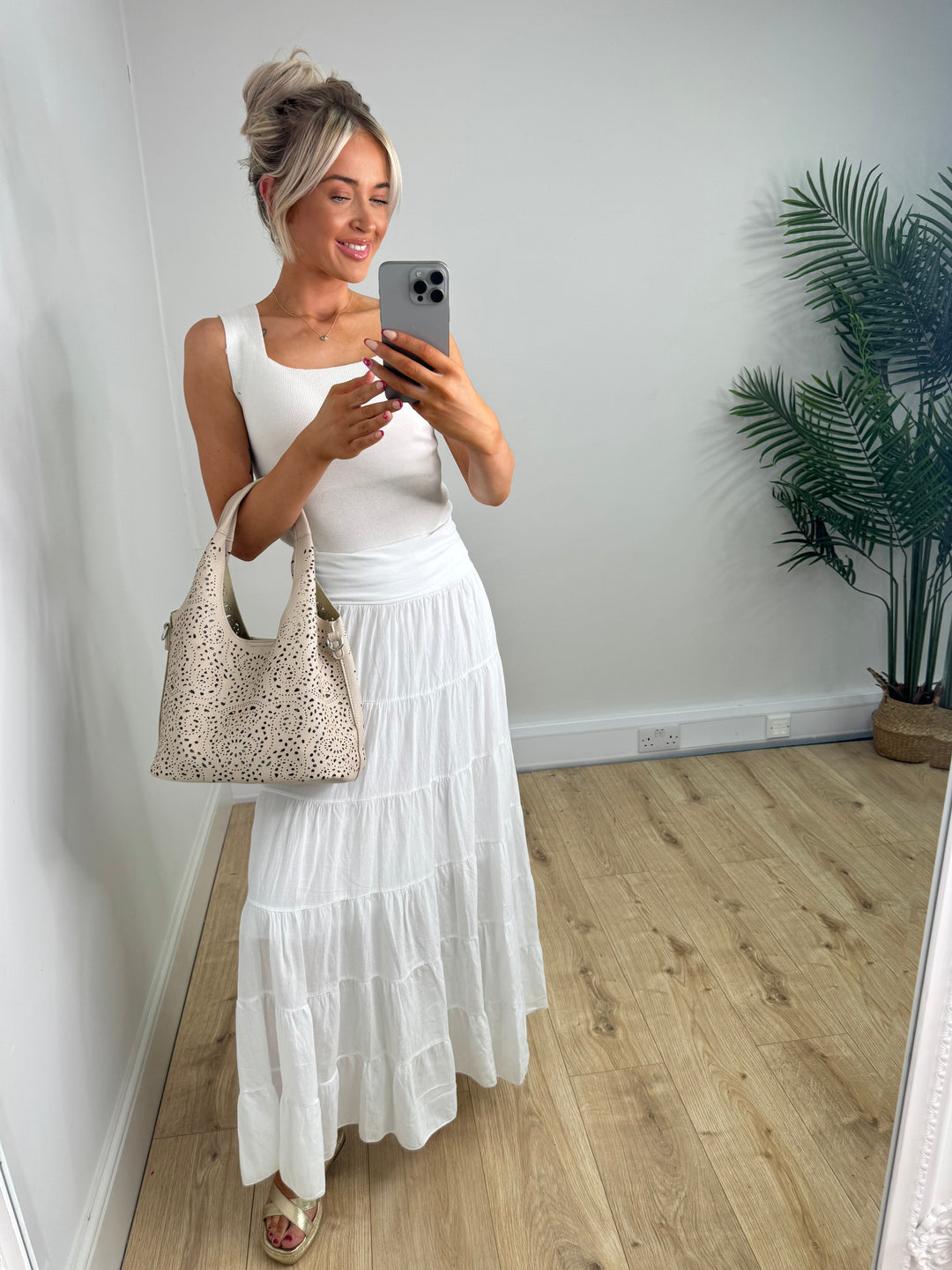 Indiah Tierred Skirt - White
