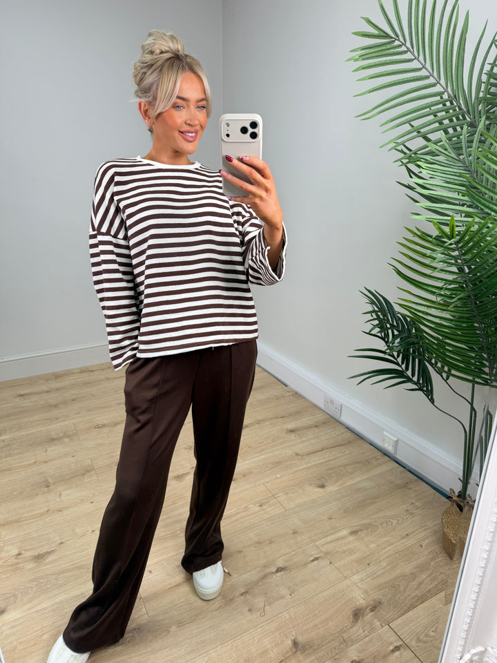 Vera Stripe Sweatshirt - Chocolate