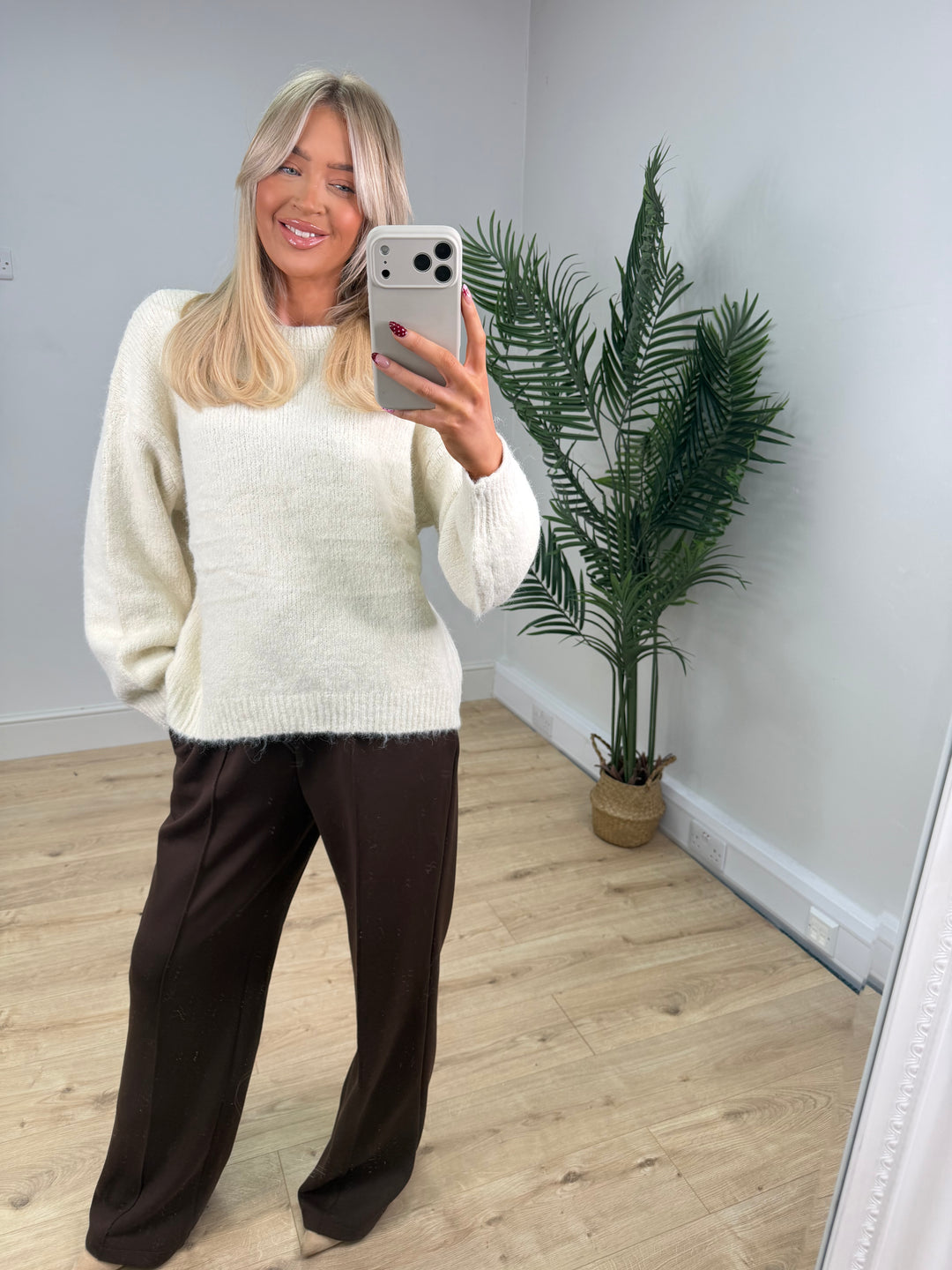 Lace Bow Back Jumper - Cream