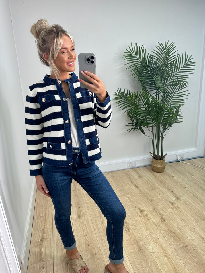 Freya Stripe Jacket - Navy