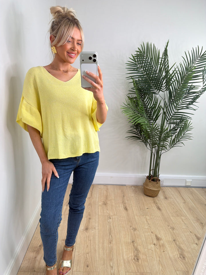 Louanna Frill Sleeve Top - Lemon