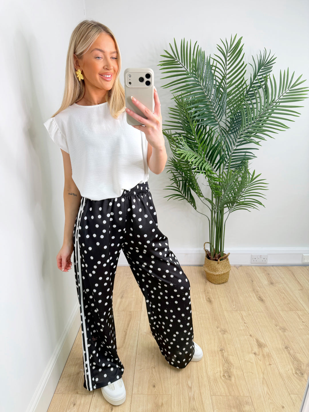 Mari Polka Dot Joggers - Black