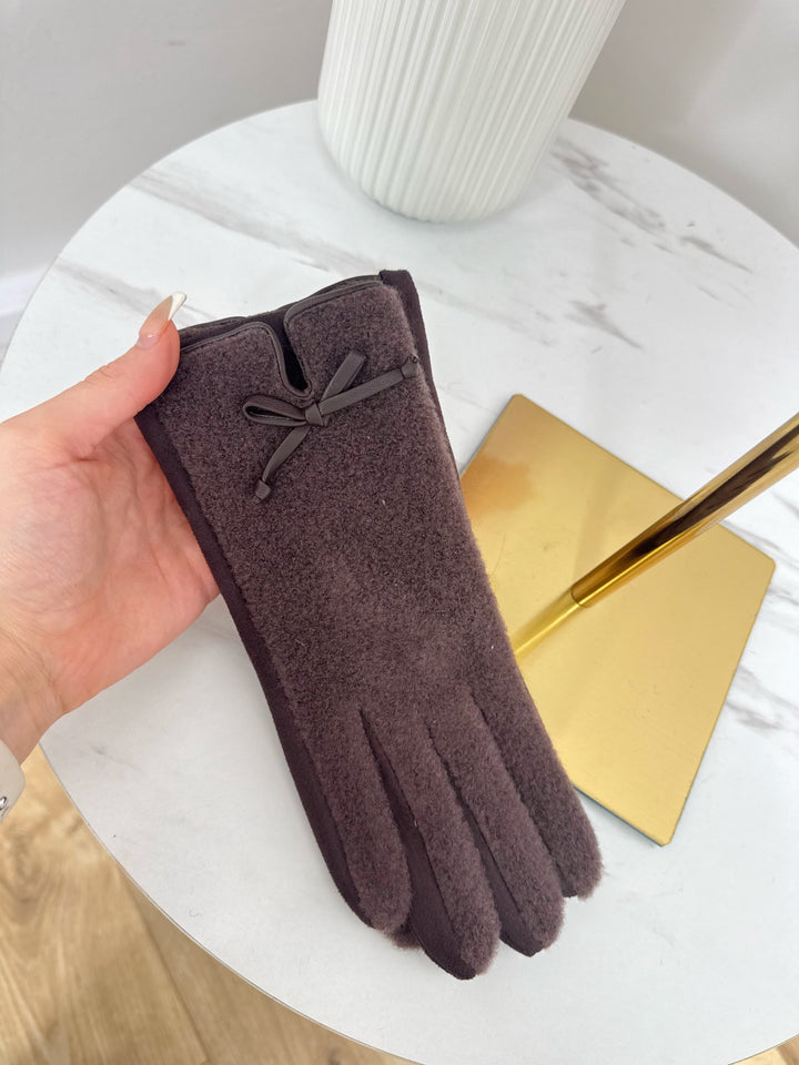 Bow Gloves - Chocolate Mauve