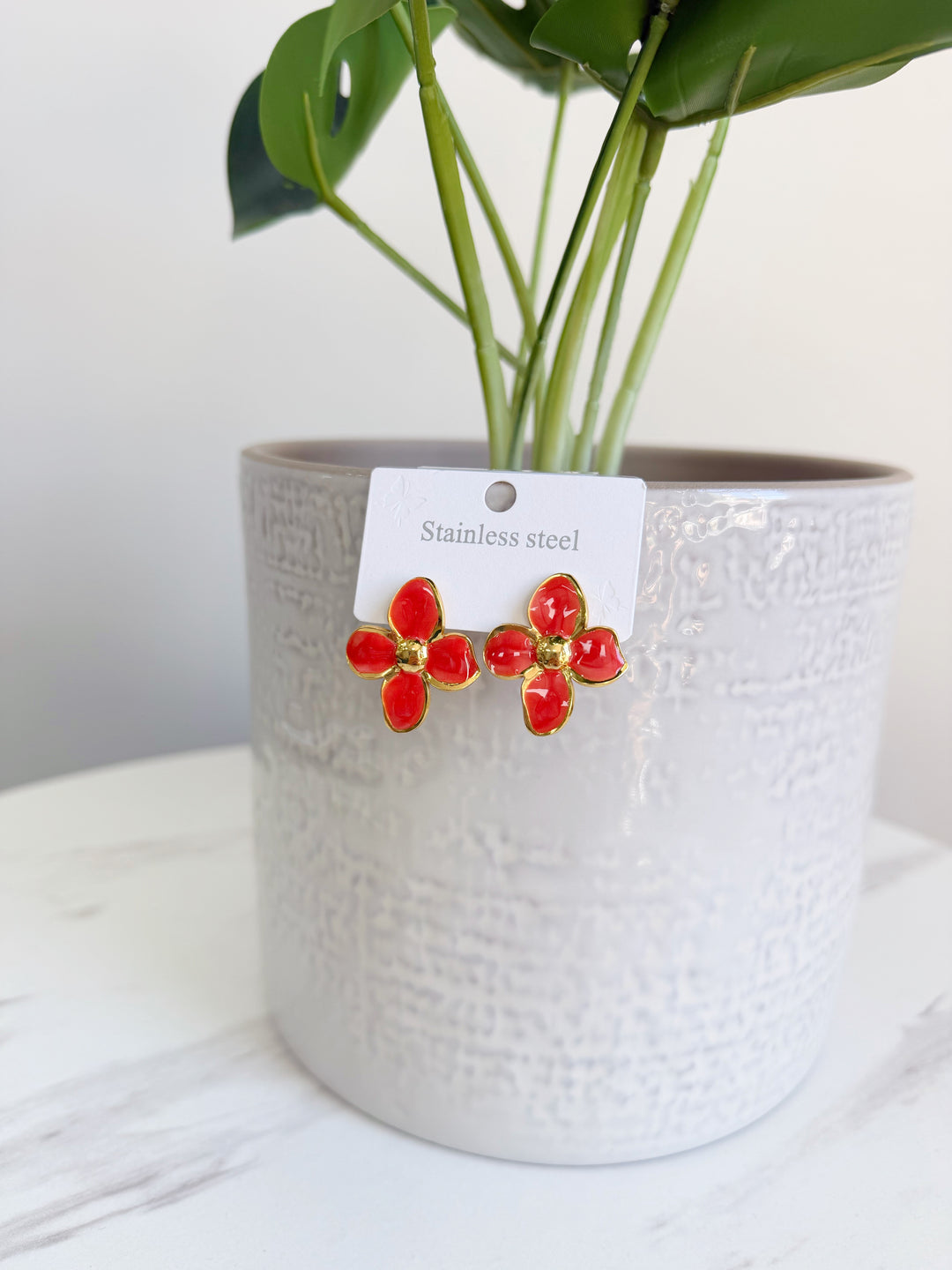 Flower Earrings - Orange