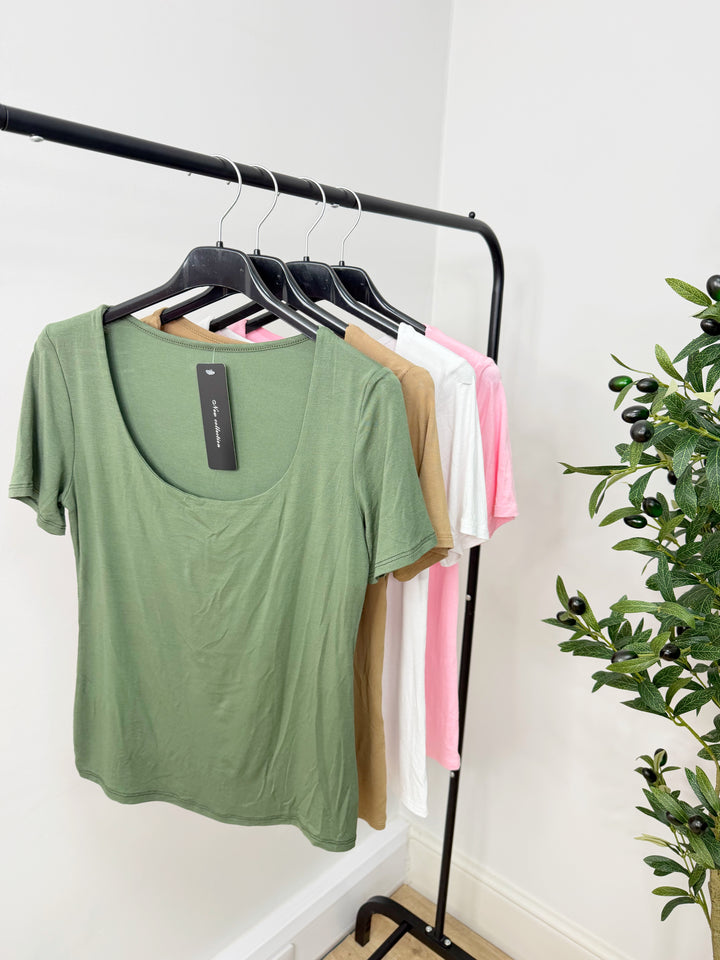 Scoop Neck Basic Tee - 4 colours