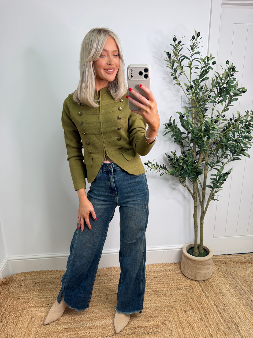 Kizzy Military Knit Top - Lime