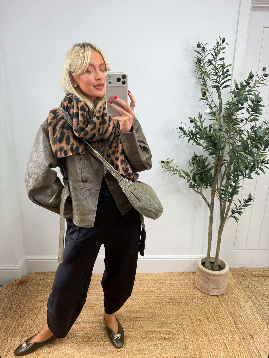Mary PU Jacket - Olive