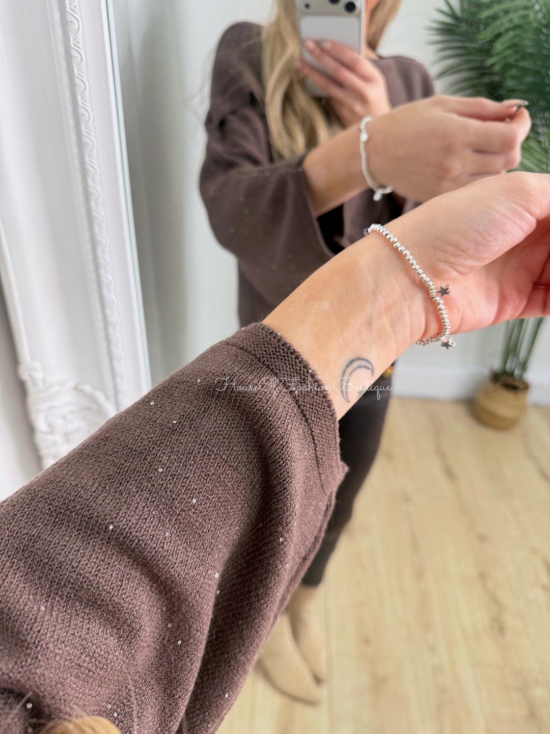 Diamante Wrap Knit -  Chocolate