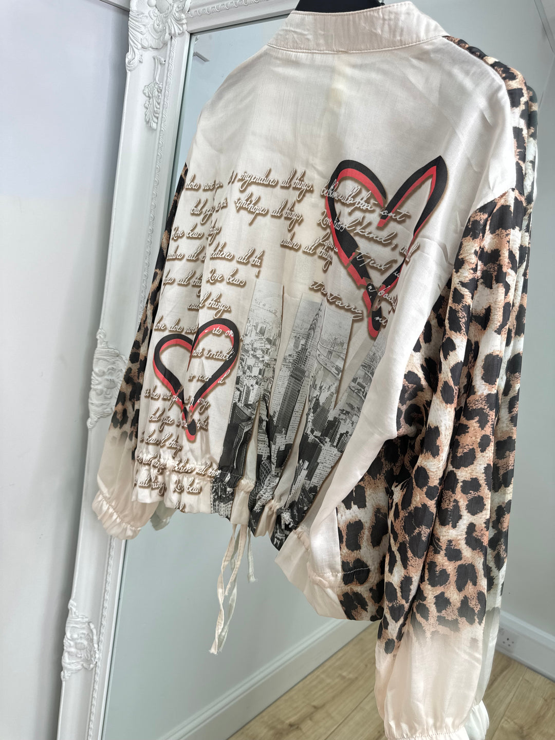 Heart Leopard Bomber - Cream