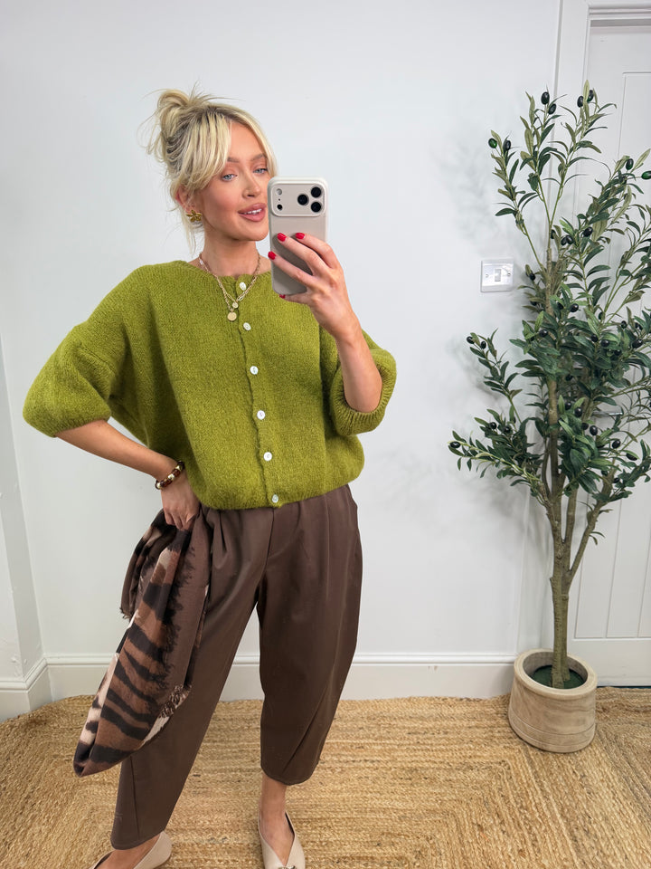 Kassia Cardigan - Lime Short Sleeve