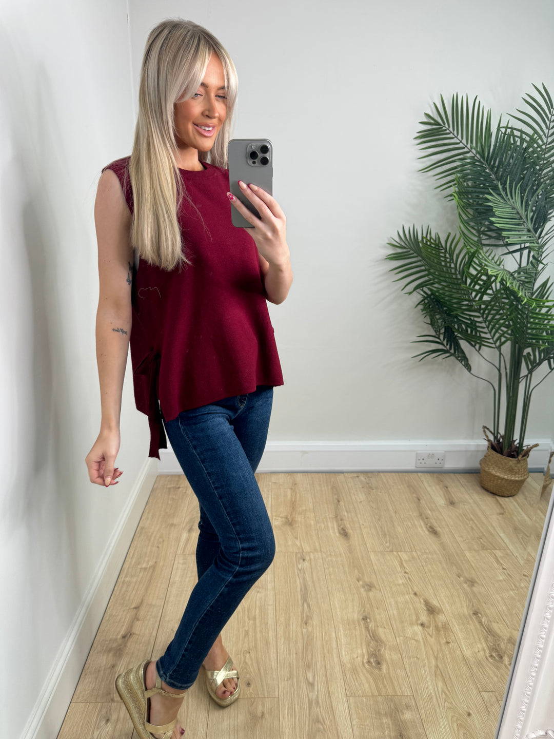 Nadine Tie Top - Burgundy