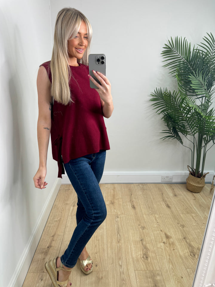 Nadine Tie Top - Burgundy