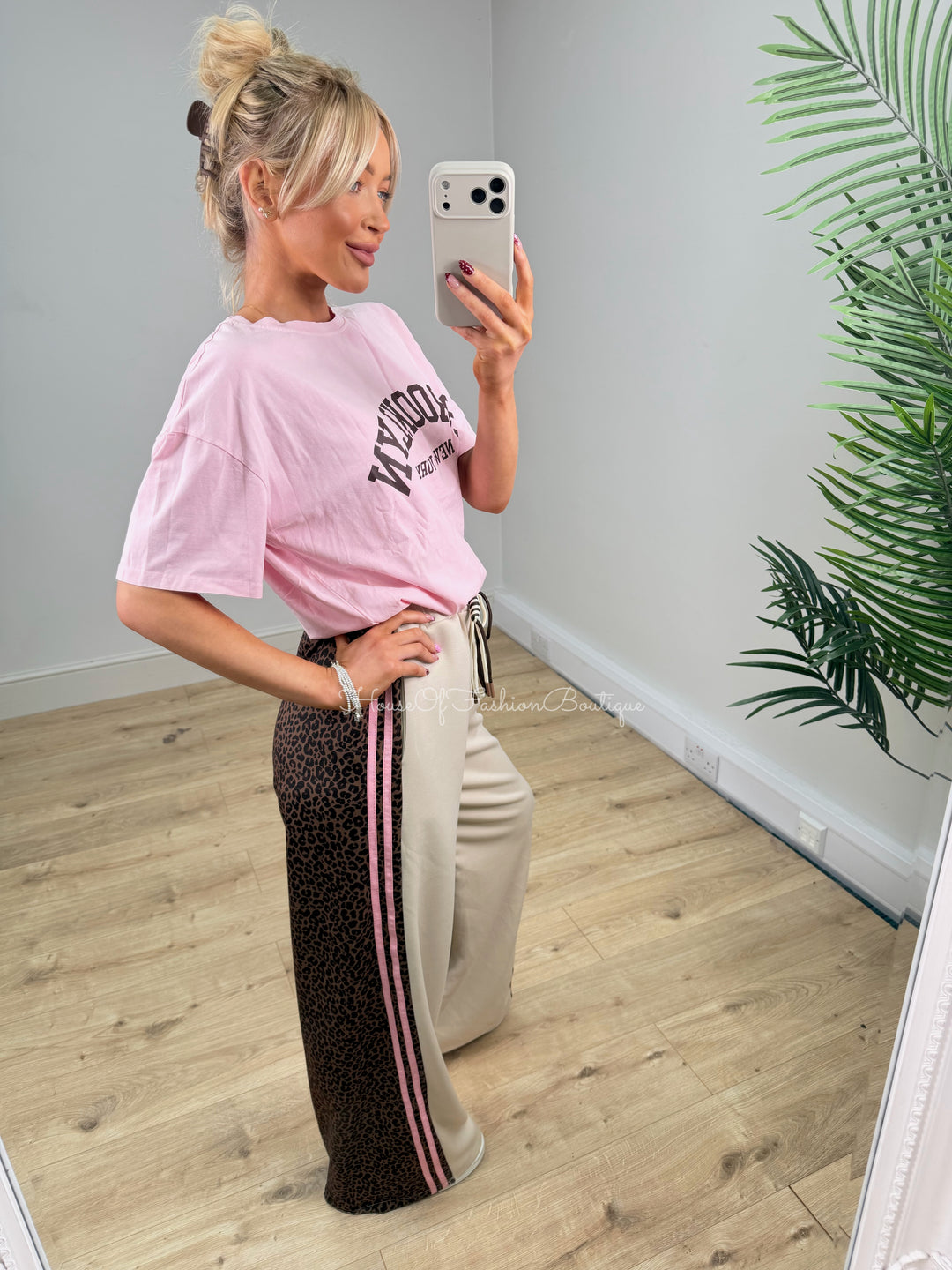Pixie Joggers - Beige & Pink
