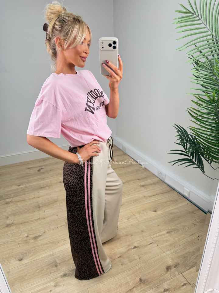 Pixie Joggers - Beige & Pink