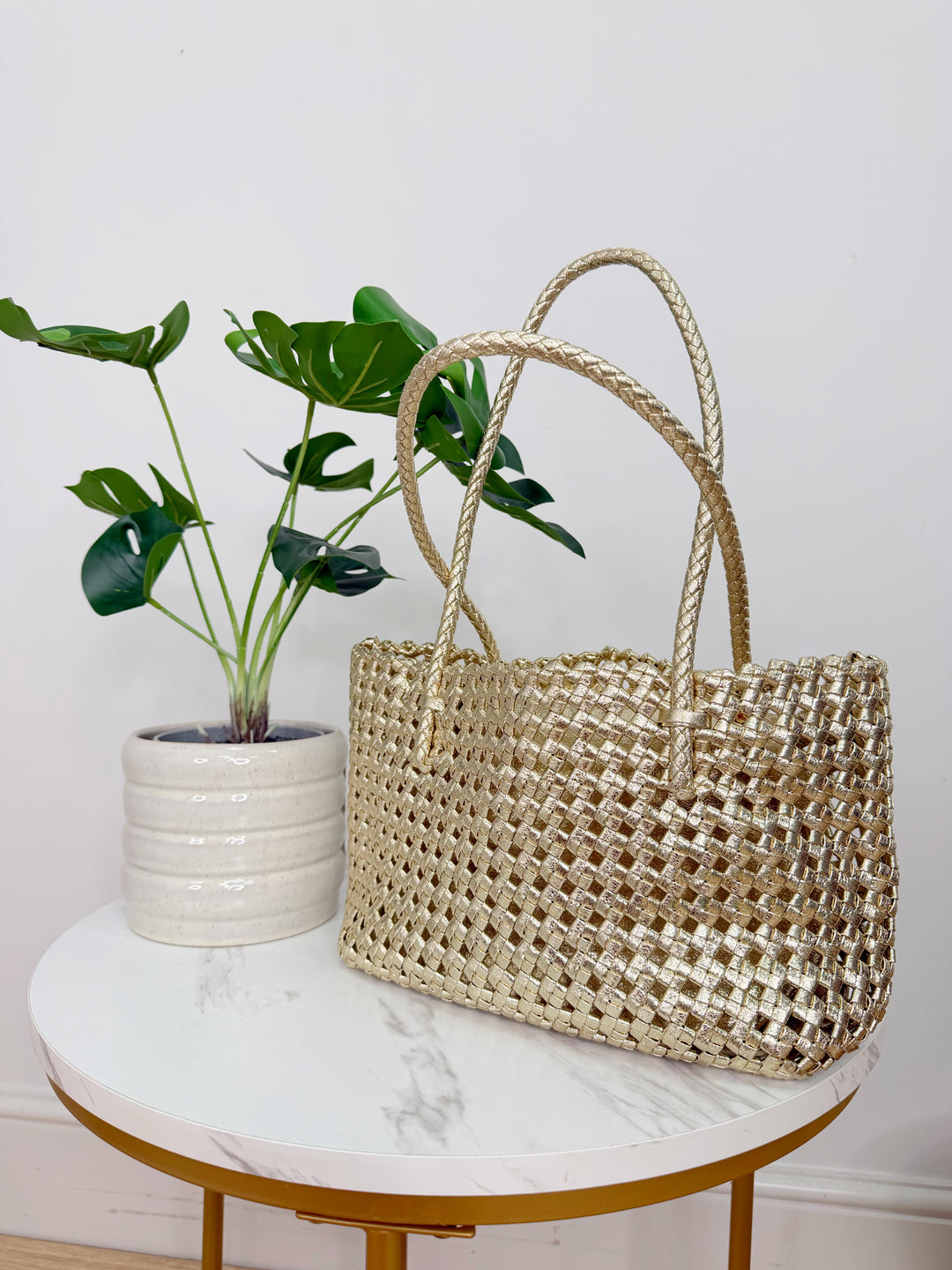 Gold Metallic Cage Bag