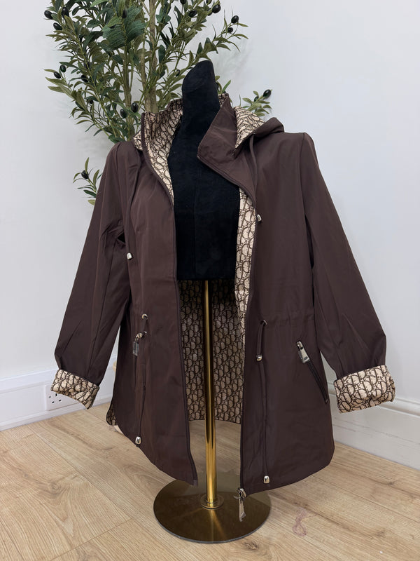 Reversible Inspired Rain Mac - Chocolate