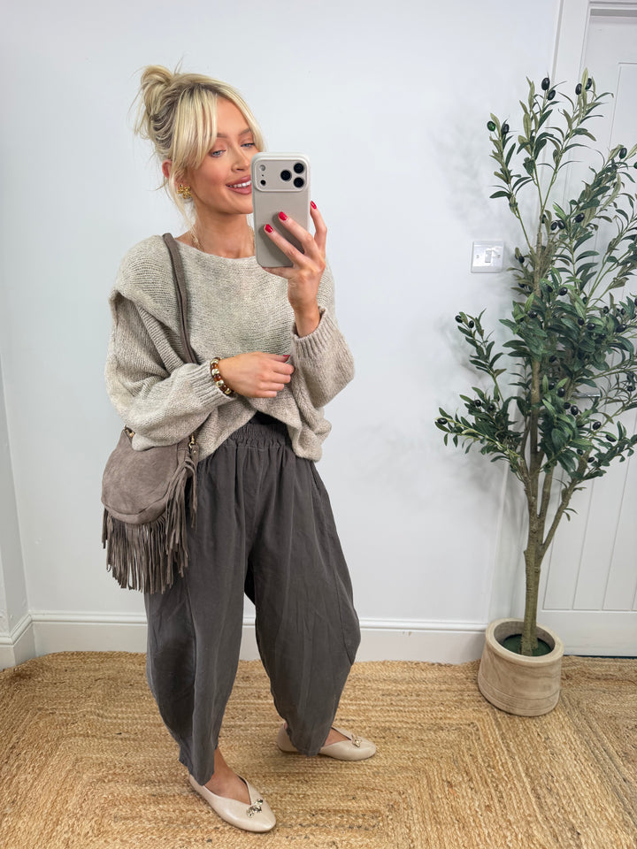 Ava Cross Over Knit - Beige