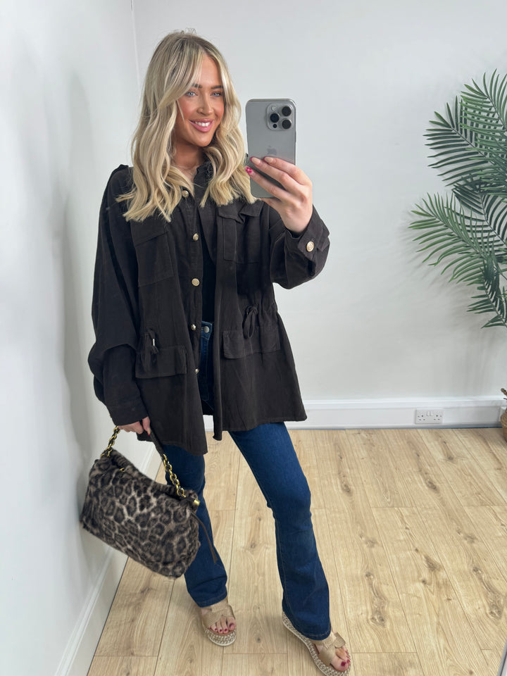 Millie Military Jacket - Choc